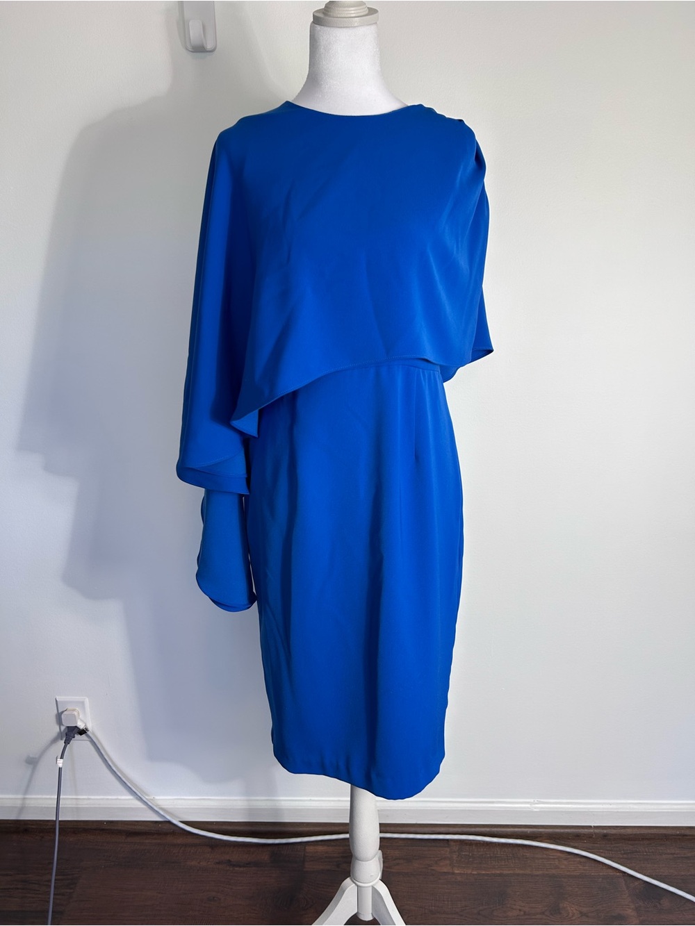 Black Halo Cobalt One-Shoulder Draped Sheath Dress - Picture 2 of 5